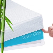 3 Inch Mattress Topper Cover Full (Only Cover) Cooling Rayon Zippered Cover f...