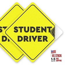 Sign for Car Non-Magnetic - 2 Pack, 5" by 5" - Student Driver Sticker