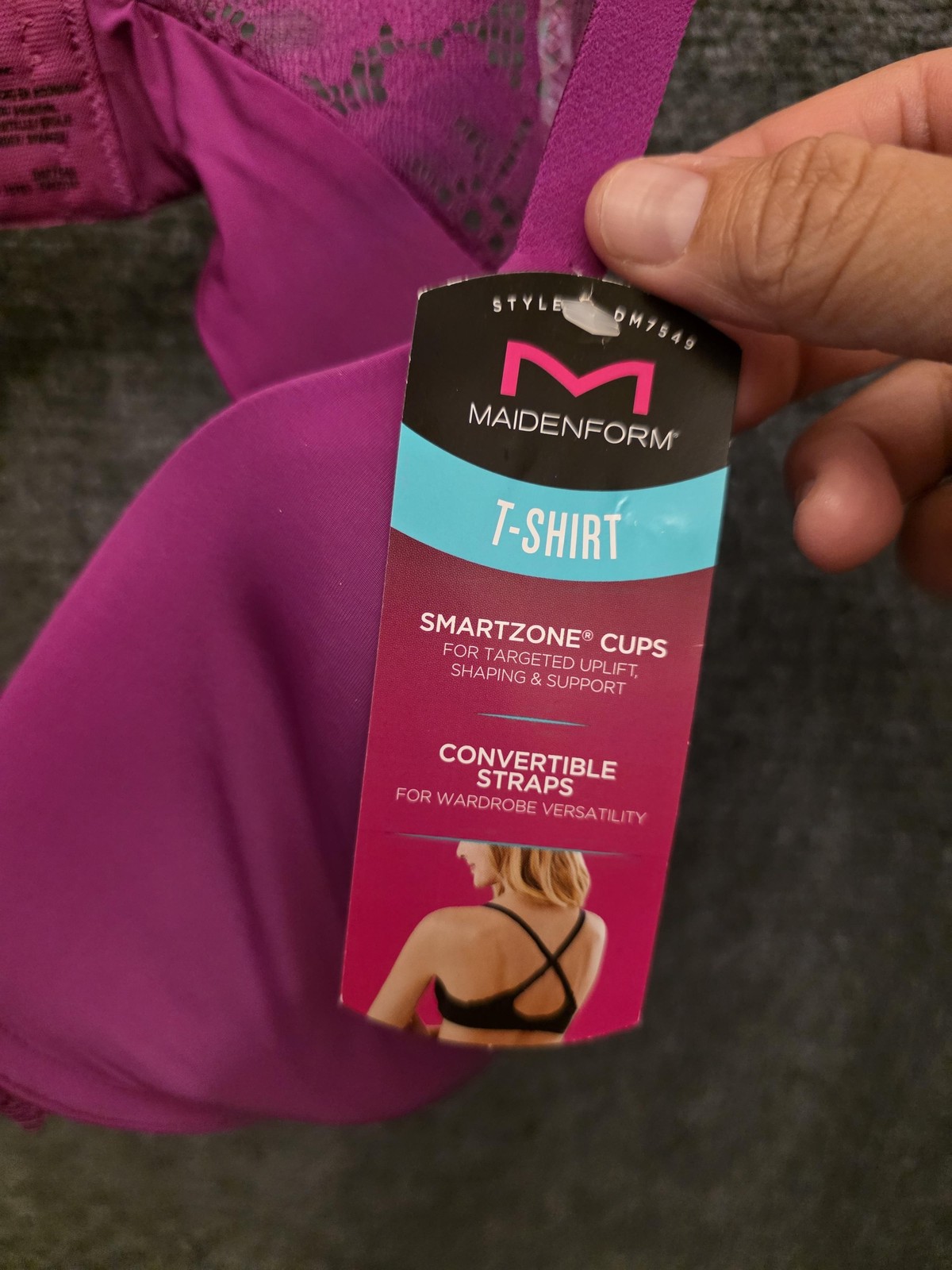 Maidenform Bra Womens 36B Purple T-Shirt Smartzone Convertible Underwire DM7549 image 2