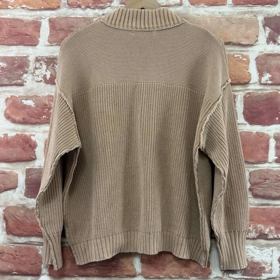 Suéter Semilla Mostaza Mujer Pequeño Bronceado Desgastado Usado Look Tejido Popover Foto 4 de 4