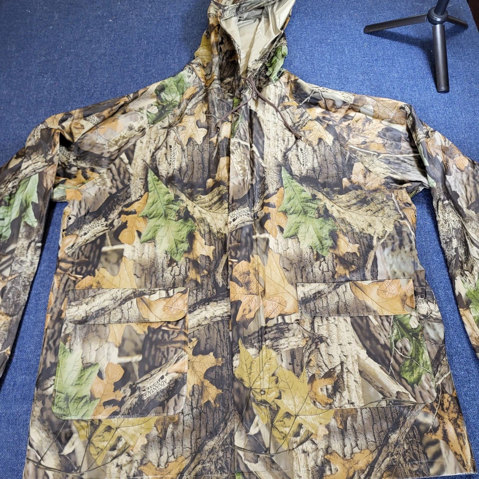 Stearns Advantage Timber Camo Rain Jacket Mens Medium Hooded PVC Waterproof