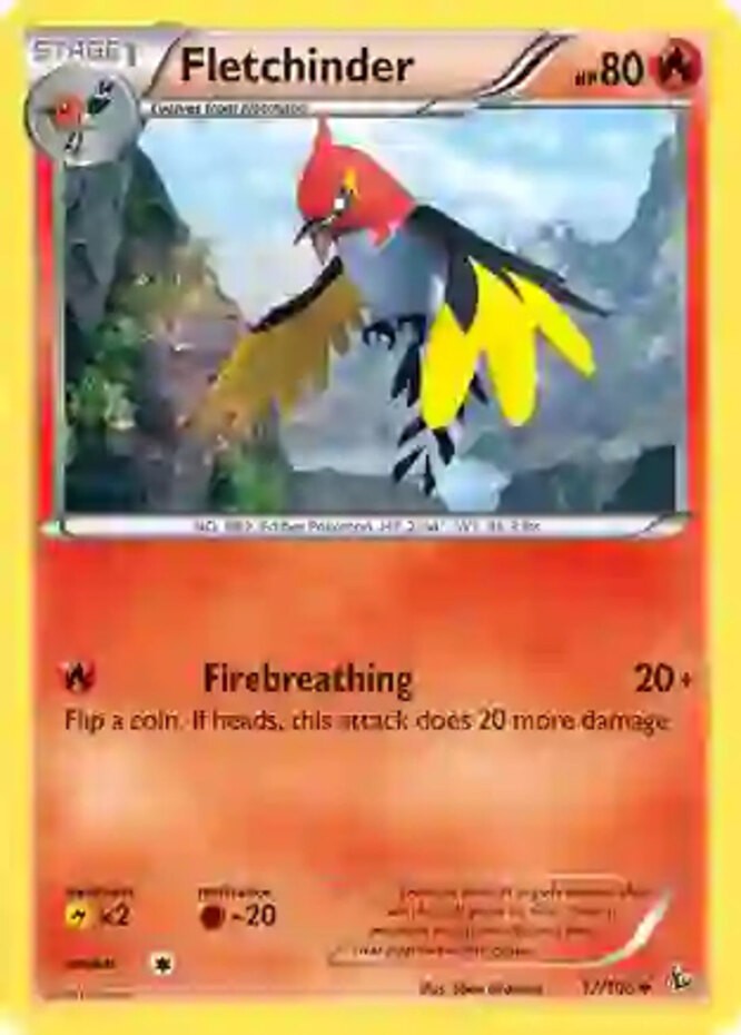 Fletchinder - 17/106 - Uncommon (Lp) XY FlashFire - Fire Pokémon