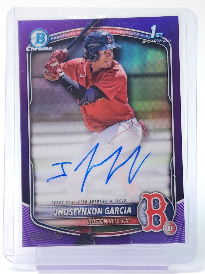 JHOSTYNXON GARCIA 2025 BOWMAN CHROME 1ST PURPLE REFRACTOR AUTO /250 Q0208