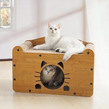 Image of Cat House Cat Scratcher Cardboard Lounge Bed Kitten Scratching Board Play Sleep