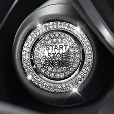 2PCS Rhinestone Push Start Button Cover Bling Car Accessories for Women, Spar...