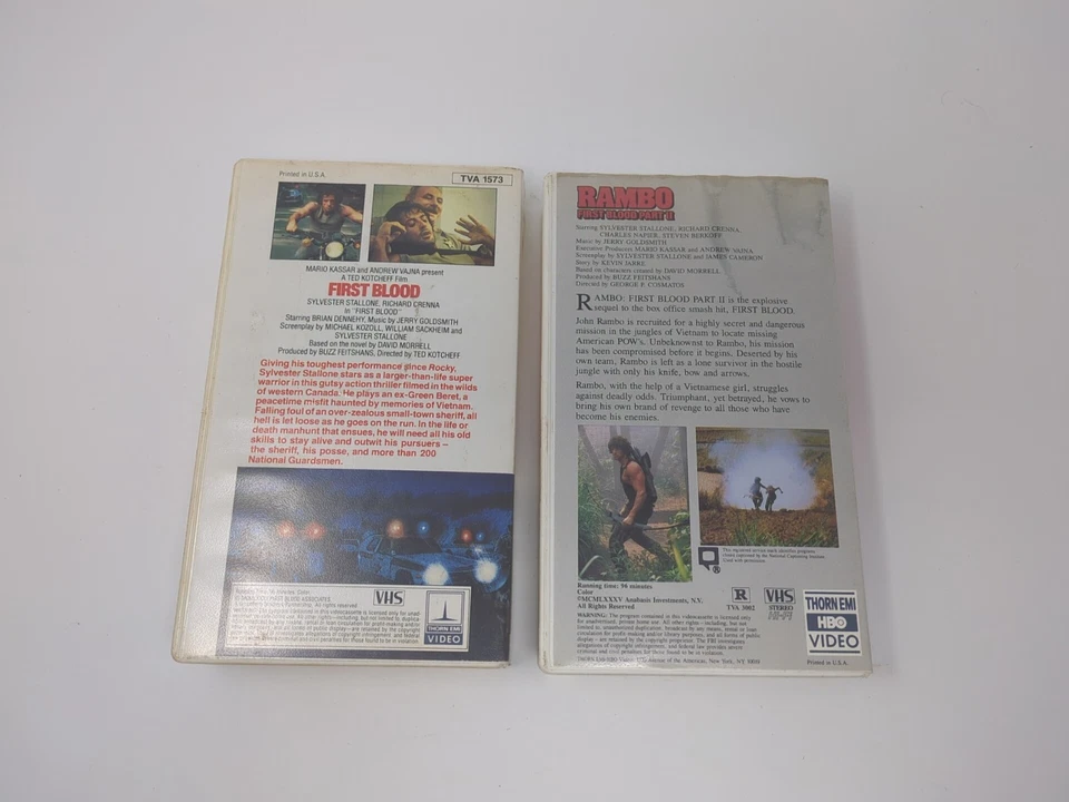 Rambo First Blood Part I & II VHS Thorn EMI HBO Hardcase Clamshell Stallone - Image 2 of 4