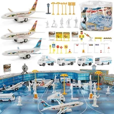 200 PCS Airport Terminal Kids Toys Deluxe Airlines Pretend Playset with Airplane