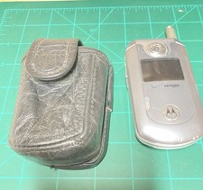 Vintage Motorola Flip Phone E815 w/Custom Leather Belt Holder Parts Or Repair