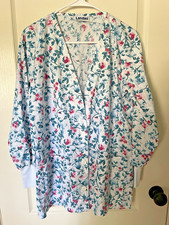 Landau Ladies Long Sleeve Scrub Jacket Size S White with Green  Pink Floral