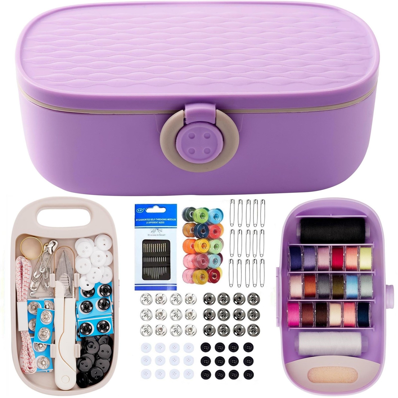140-Piece Portable Travel Sewing Kit with Family Repair Supplies for On-the-Go Projects