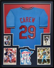 CUSTOM FRAMED MINNESOTA TWINS ROD CAREW AUTOGRAPHED SIGNED JERSEY JSA COA