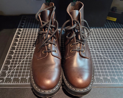 Brown ''Greasy'' 6 Eye Astronaut Boot Size UK 8/US 9