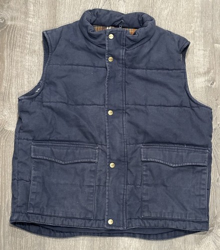 Dakota Mens Large Duck Canvas Work Vest Navy Denim Type Material