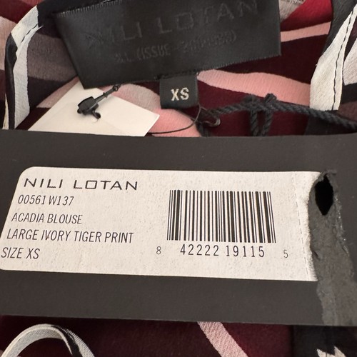 NWT Nili Lotan 100% Silk Acadia Blouse Top Size XS Zebra Print Sheer $575 Glam - Picture 10 of 11