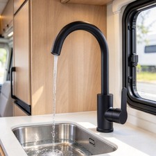 RV / Mobile Black/Chrome Bathroom Kitchen Sink Faucet Mixer Sprayer Water Tap US