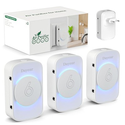 Luftreiniger Ionen Negativ Ionisator 3 LED Lichtmodi 3 Stück 30x30 cm Zuhause