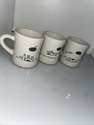 Bad Dog Wisdom Retro 10 oz Coffee Mugs (3) Restaurant Ware:sit/stay/come/fetch
