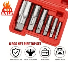 NPT Pipe Threads Taps Set 6 Piece with Storage Box Carbon Steel Upgrade