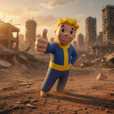 Vault Boy Style Figur - Gaming Sammler Deko - Wasteland Premium Display Fallout