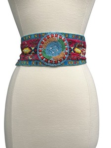Johnny‎ Was Boho Beaded Obi Belt Embroidered Medallion Cupra Festive NWOT Johnny Was Belt | eBay main image 4