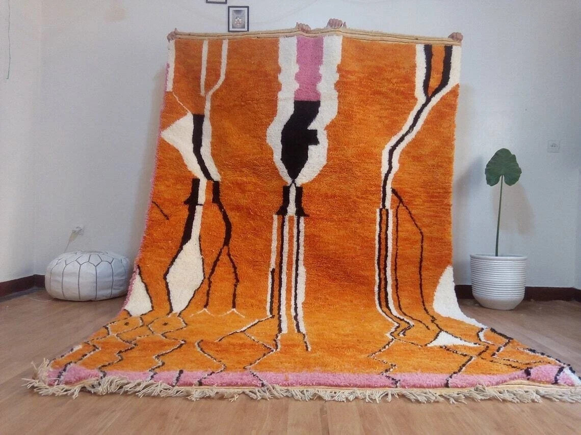 Moroccan Berber Beni Ourain Wool Rug Color Multicolor Handmade Design Carpet Rug