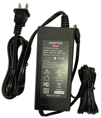 UL 12V AC Power Adapter For Stanley FatMax TPL45s Ultimate Portable Tripod Light