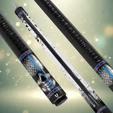 Guardian Blue Line Carbon Fiber Pool Cue ,Thin Blue Line Patriot Skull Art Stick
