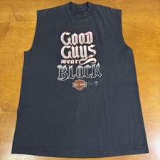 VINTAGE Harley Davidson Shirt Mens Large Black Sleeveless Tank Top USA Made 80s
