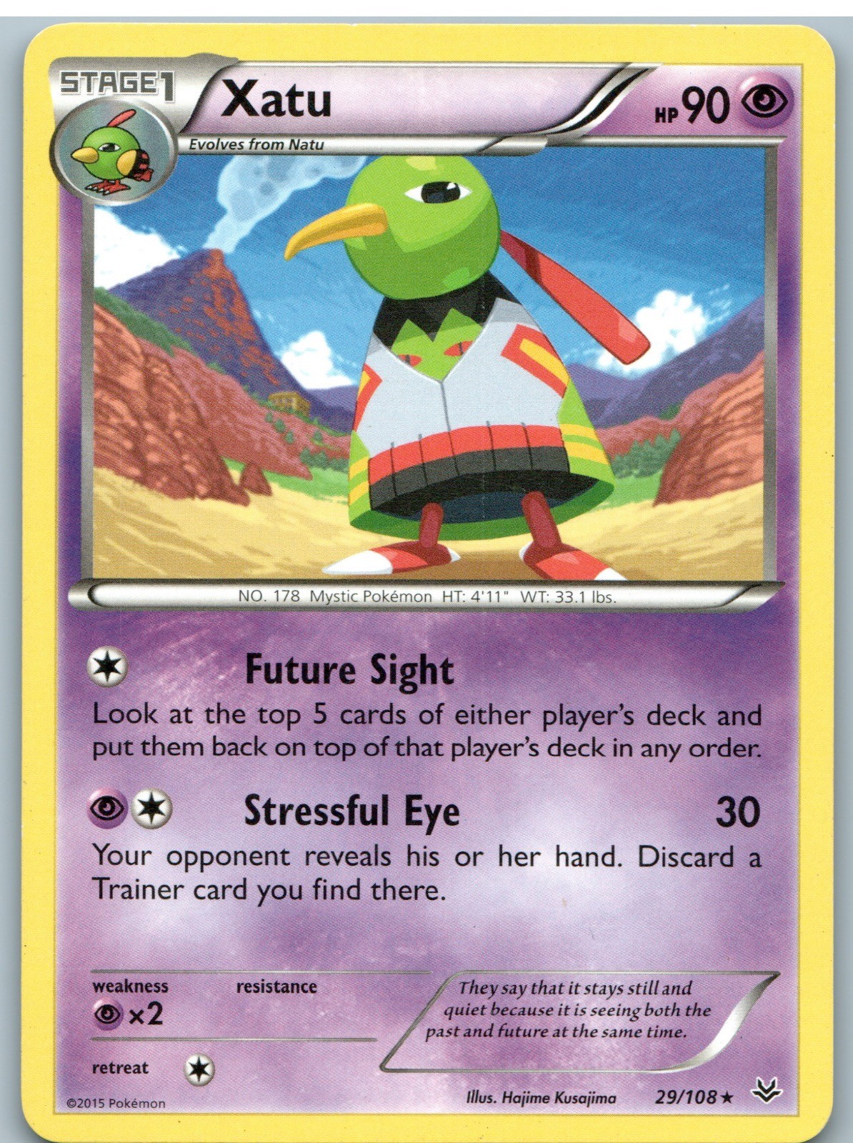 Xatu 29/108 Rare Roaring Skies Pokemon Moderately Played