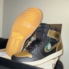 Air Jordan 1 High Top Men's Leather Sneakers Colorblock Black/Gold USM9.5/W11 — photo 6
