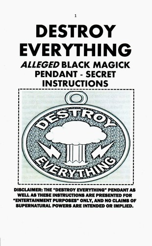 DESTROY EVERYTHING PENDANT W/ FREE CORD, SECRET INSTRUCTIONS black magic occult - 第 3/3 張圖片