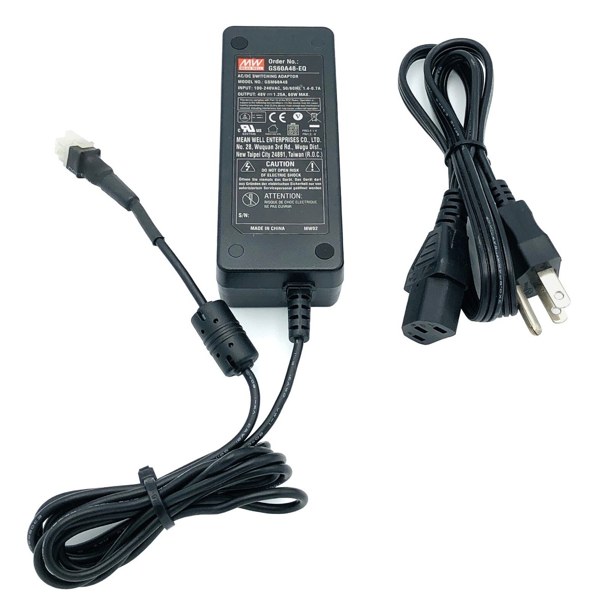 Genuine Mean Well GS60A48-EQ AC Adapter 60W 48V 1.25A 4-Pin Power 