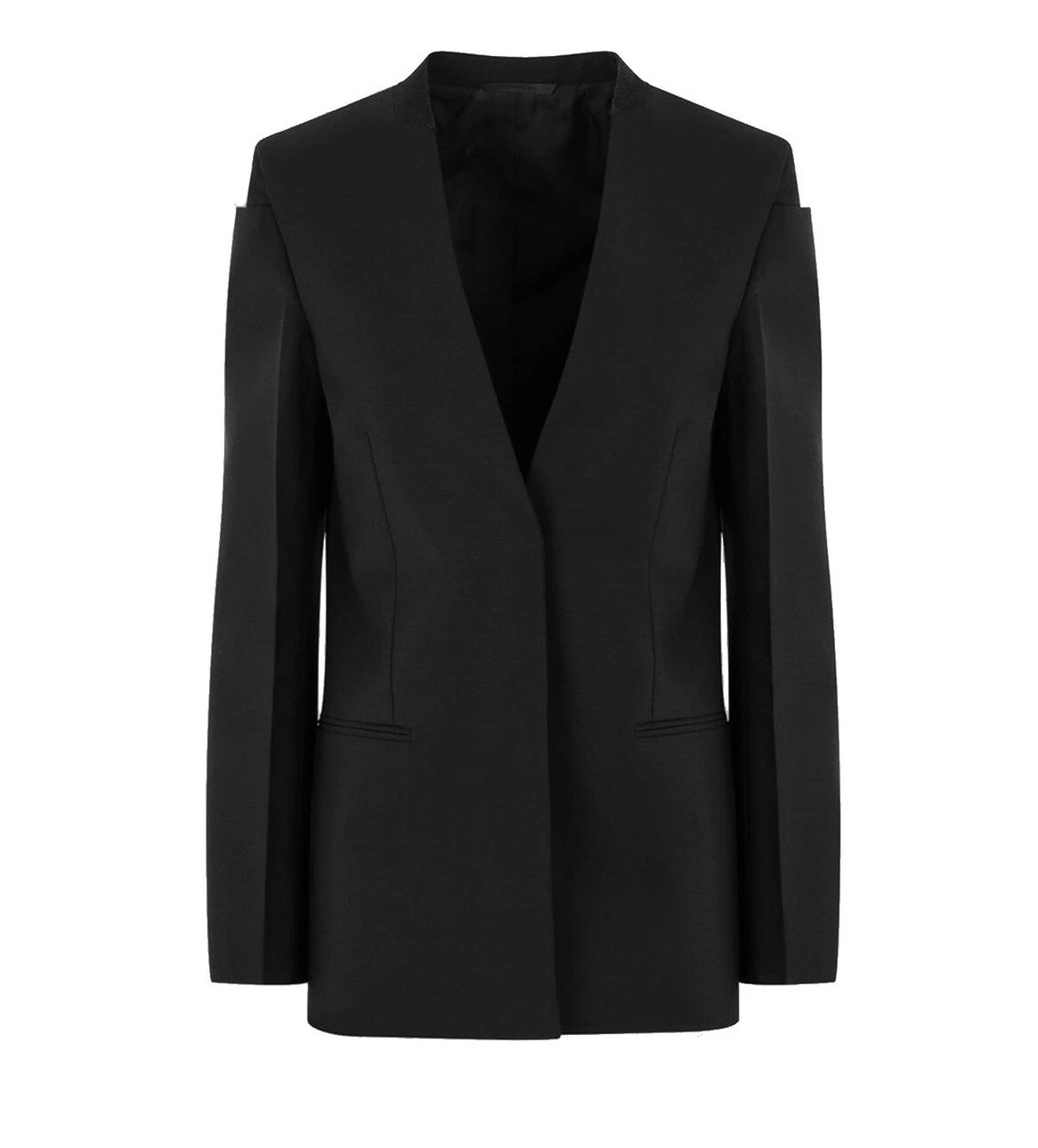 Givenchy — Givenchy Collarless Tailored Wool Blazer Jacket in Black