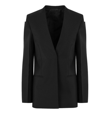 Givenchy Collarless Tailored Wool Blazer Jacket in Black