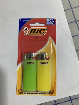 Mini Bic Lighters 2-Pack Lime Green/ Yellow