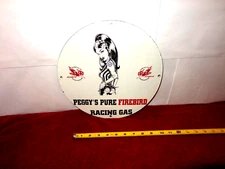 VINTAGE 11 in PURE OIL FIREBIRD RACING GAS SIGN HEAVY METAL PORCELAIN  -S 285B