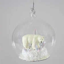 4" Cody Foster Polar Bear Crystal Globe Diorama Christmas Decor Tree Ornament