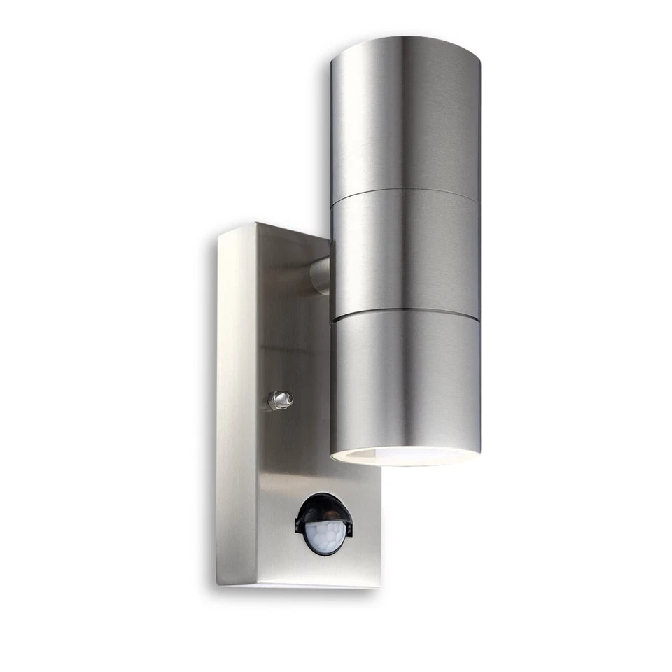 LED Wandleuchte mit Sensor Bewegung und Dämmerung schwarz Edelstahl GU10 230V - Bild 4 von 4