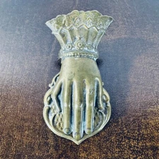 Antique Victorian English Lighter Brass Hand Shaped Paper Clip Patina