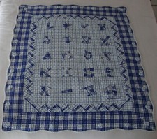 Judi Boisson "Love  Kisses" Blue  White Crib Quilt/Wall Hanging 1996 