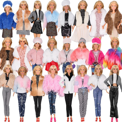 18 PCS Clothes Doll Fashion Wear Clothing Outfits Dress up Gown Shoes Lot