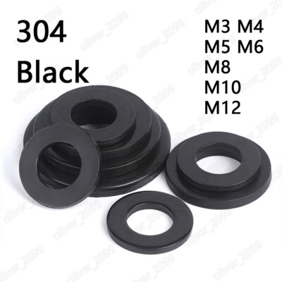 #ad Black 304 Stainless Steel Flat Washers Insulation M3 M4 M5 M6 M8 M10 M12 $73.95