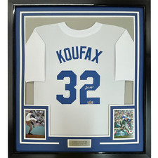 Framed Facsimile Autographed Sandy Koufax 33x42 White Reprint Laser Auto Jersey