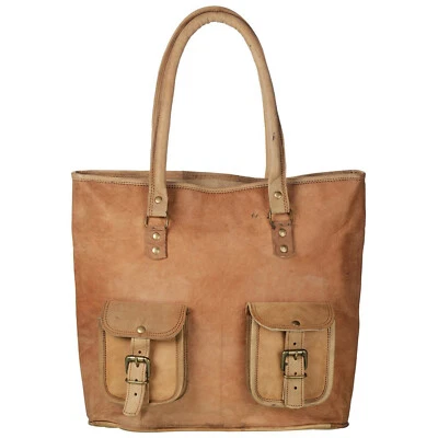 Sac À Bandoulière Hobo En Cuir De Chèvre Marron Grand Vintage Fait Main - Photo 1/4