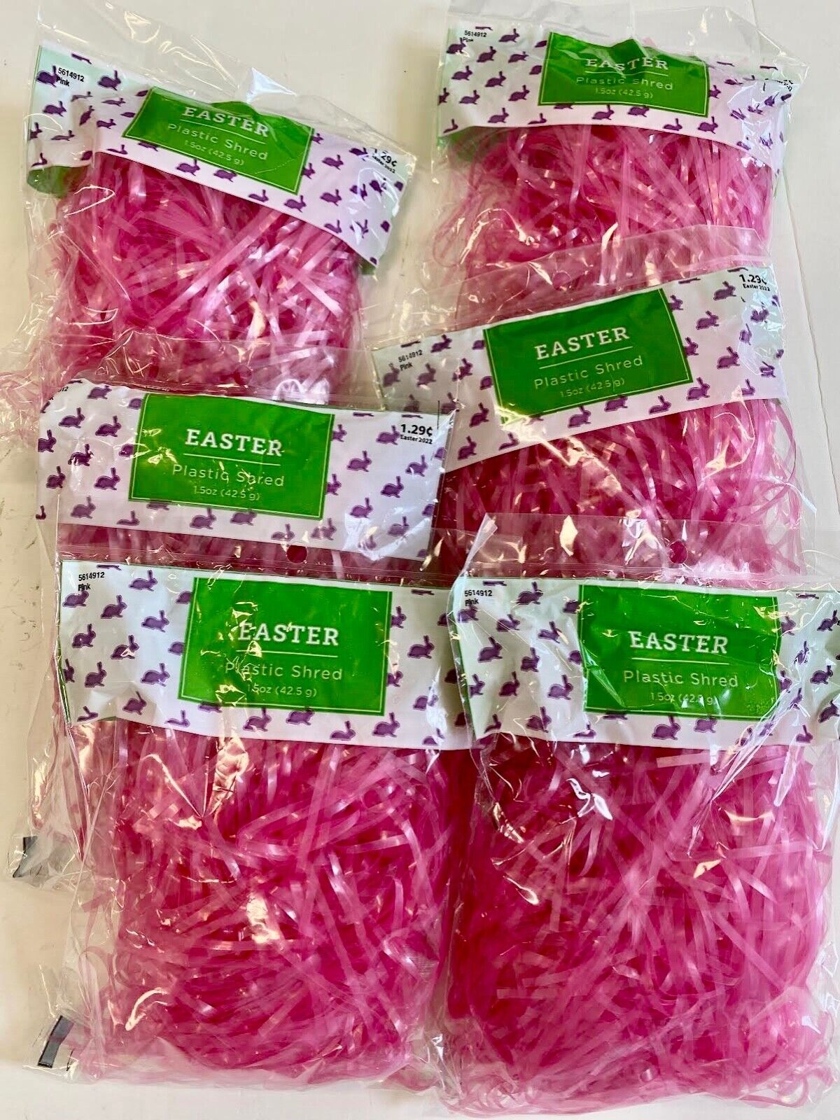 6 packs (1.5 oz/pack) pink grass Easter basket filler plastic shred