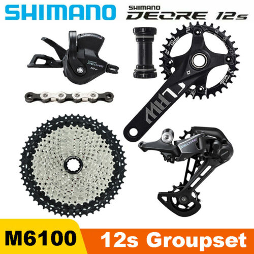 SHIMANO DEORE 12S M6100 MTB Bicycle Groupset 50T/52T Cassette KMX X12 Chain 5pcs - Afbeelding 1 van 12