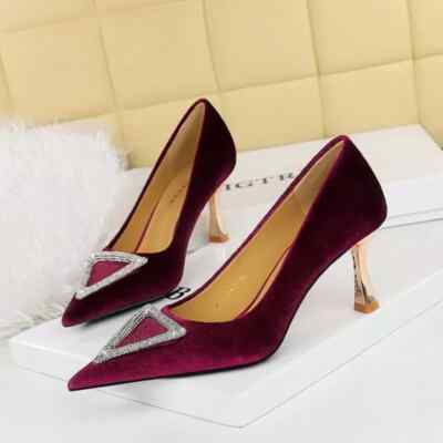 Pumps Damenschuhe 7 CM Komfortabel Violett Strass Elegant Leder Kunststoff 08026