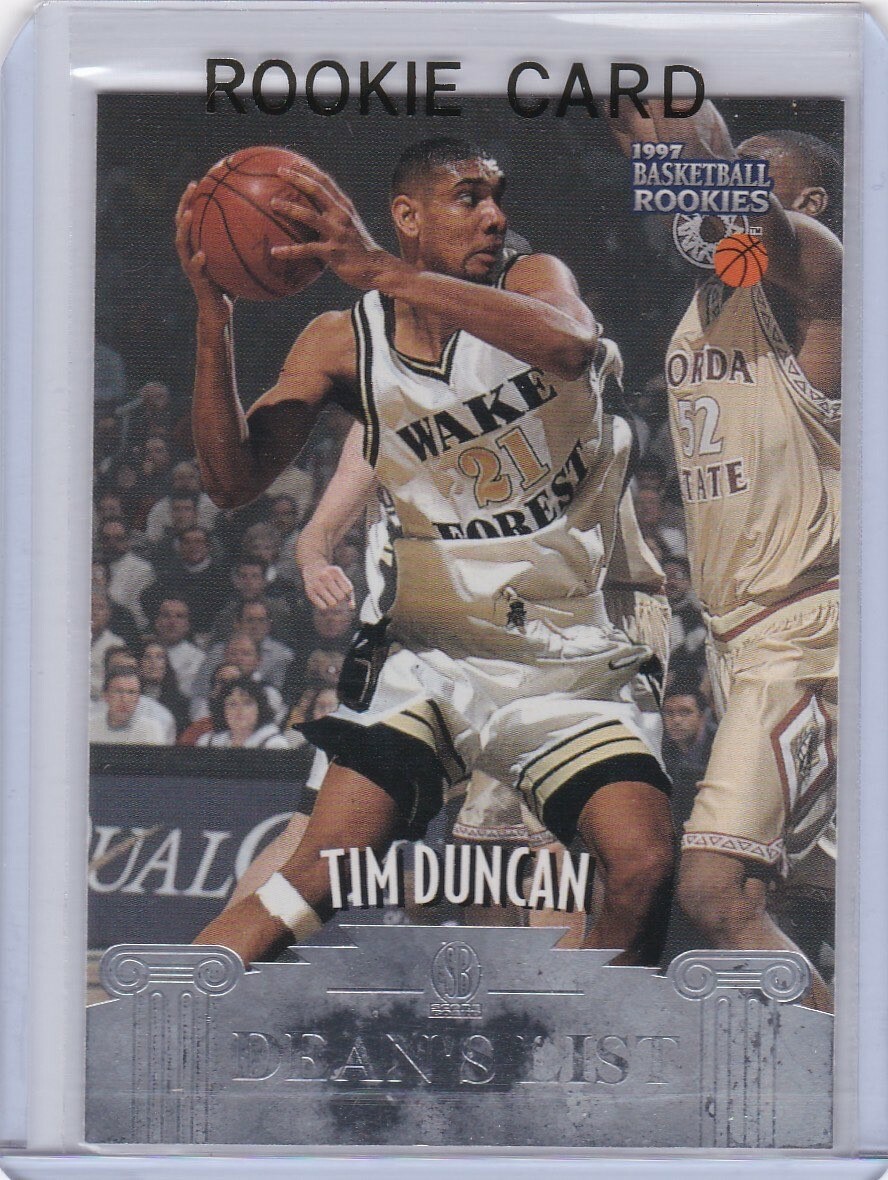 TIM DUNCAN ROOKIE CARD 1997 Basketball RC Spurs SILVER STAMP Dean's List LE!