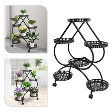 6 Trays Metal Plant Stand Outdoor Indoor Flower Pot Rack Display Shelf Garden