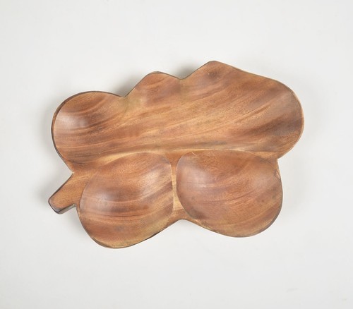 MANGO WOOD Fruit Shaped Tray~ECO-RAW + NATURAL~ 10.5x6.5x1.5~MADE IN INDIA - Picture 3 of 3